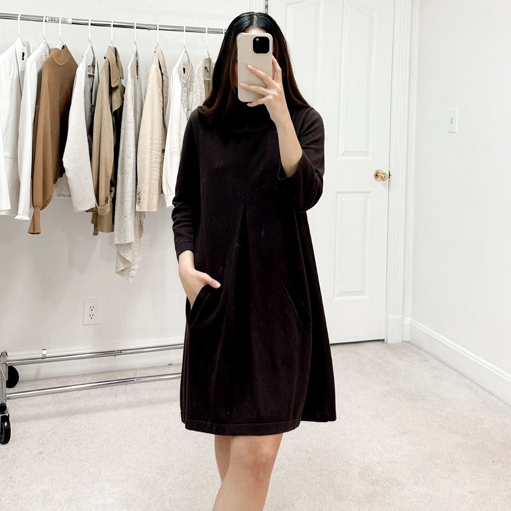 Tyler Boe Kim Cowl Neck Cashmere Sweater Dress in Brown